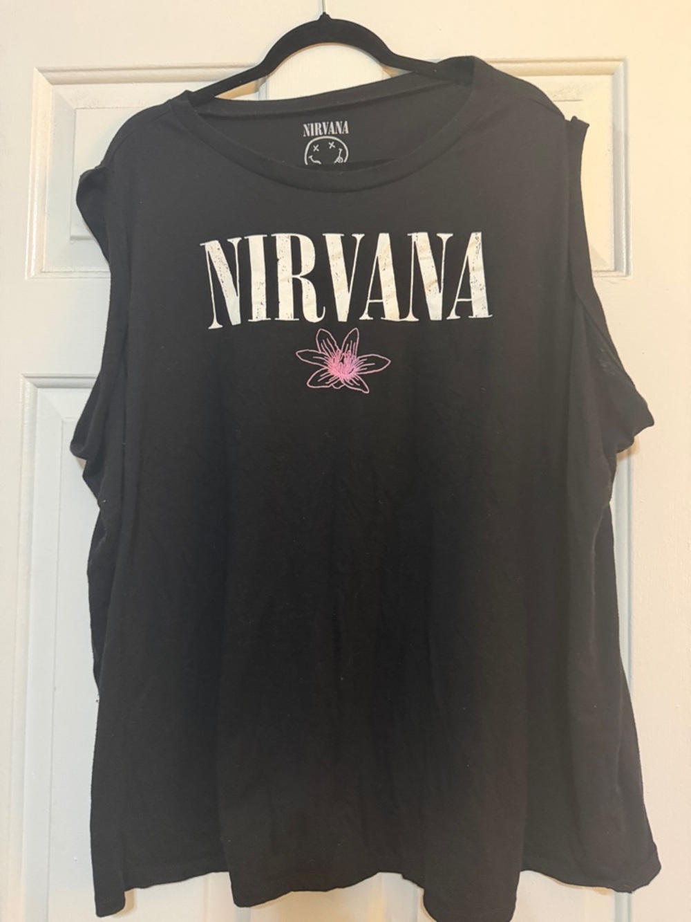 torrid Black Nirvana Tank with Pink Flower Graphic